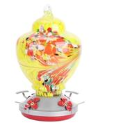 Colorful Glass Bird Feeder with Hooks, Hand Painted Hummingbird Water Feeding Station for Garden Courtyard, Outdoor Hanging Bird Supplies & Yard Decor (155 characters) (C)