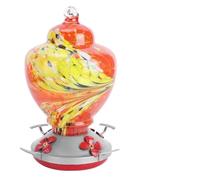 Colorful Glass Bird Feeder with Hooks, Hand Painted Hummingbird Water Feeding Station for Garden Courtyard, Outdoor Hanging Bird Supplies & Yard Decor (155 characters) (G)