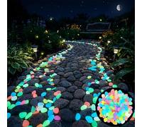 Colorful Glow-in-the-Dark Garden Stones, Night Guide Pebbles Glow in The Dark Rocks, Luminous Stepping Stones Glow Rocks for Garden Path Walkway Yard Fish Tank Decor (Color,600Pcs)