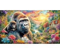 Colorful-Gorilla-Bursting-with-Energy 1000 pezzi Carta riciclata Puzzle Gioco stimolante Regalo divertente & Attività in casa per adulti e bambini di 12+ anni 38x26/1000 pezzi