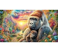 Colorful-Gorilla-Bursting-with-Energy 1000 pezzi Puzzle per donne e uomini Carta riciclata Sfida di gioco educativo Gioco stimolante Bellissimo puzzle decorativo 38x26/1000 pezzi