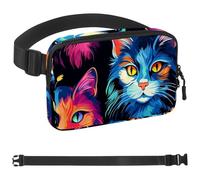 Colorful Graffiti Cat-1348 - Marsupio a tracolla per uomini e donne, marsupio per viaggi, casual, passeggiate, corsa, escursionismo, ciclismo, multicolore, 4 x 23 x 15 cm, Multicolore,
