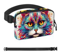 Colorful Graffiti Cat-1349 Marsupio per uomini e donne, Marsupio con tracolla regolabile, alla moda, borsa a tracolla ovunque, per viaggi all'aperto, corsa, escursionismo, multicolore, Multicolore,
