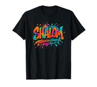 Colorful Graffiti Shalom Camicia Ebraico Israelita Streetwear Maglietta
