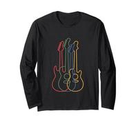 Colorful Guitars Vintage Guitar Player Guitarist Musician Maglia a Manica