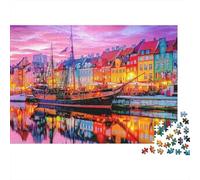 Colorful Harbor Scene Colourful Vibrant Harbor City 1000 Pieces Jigsaw for Adults The Impossible Challenge Brain Development 70x50cm/1000pcs