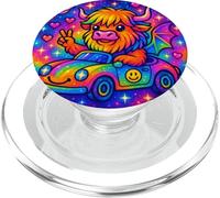 Colorful Highland Cow Phone Grip con Cosmic Sky PopSockets PopGrip per MagSafe