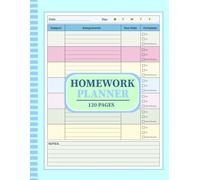 Colorful Homework Planner for ADHD Students: Undated Assignment Tracker Notebook for Elementary, Middle and High School