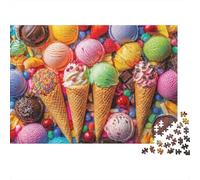 Colorful Ice Creams Puzzle 1000 Pezzi Cartone Spesso Per Adolescenti 12-18, Puzzle Allenamento Mentale, Divertimento Vacanza, Regalo Anniversario Per Adolescenti 38x26cm/1000pcs