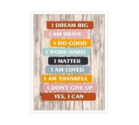 Colorful Inspirational Wall-Art Dream Big I Am Brave Motivational Quote Canvas Print Affirmation For Teens Room Decor(Unframed,08x12inch(20x30cm))