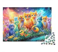 Colorful Kittens Gather in A Vibrant, Flowery Landscape Puzzle Da 1000 Pezzi Cute Cat Ideale Per Uomini, Donne, Bambini E Anziani 38x26cm/1000pcs