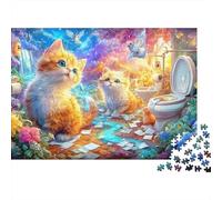 Colorful Kitties, Flowers, Butterflies in A Vibrant, Magical Scene Puzzle Da 1000 Pezzi Cute Cat Ideale Per Il Piacere Familiare, Adulti E Bambini 52x38cm/1000pcs
