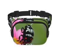 Colorful Ladybird Square Doppio Strato Marsupio Mini Regolabile Cintura Borsa Esercizio Corsa Viaggi Escursioni, nero, Taglia unica