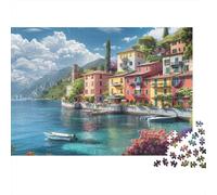 Colorful Lakefront Houses Scenery Puzzle 1000 Pezzi Per Adulti - Sfidanti E Divertenti, Ideal Per Gioco Familiare E Rilassamento, Regalo Adulti 52x38cm/1000pcs