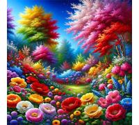 Colorful Landscapes Diamond Painting Kit for Adults,5D Round Full Drill Flowers Trees Diamond Art Kits,DIY Crystal Embroidery Gem Art Picture Craft for Living Room Home Decor 60x60 cm
