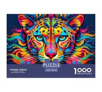 Colorful Leopard Portrait Premium Paper Material Fun Brain Teaser Game, Evening Relaxation And Holiday Indoor Activities 70x50cm/1000pcs