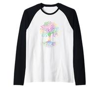 Colorful Life Is Really Good Vintage Unique Tree Art Maglia con Maniche Raglan