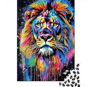 Colorful Lion Art 1000 Pezzi Cartone Spesso Pacchetto Puzzle Fans Per Ragazzi 12-18 Anni Allenamento Del Cervello Decorazione Murale 52x38cm/1000pcs