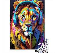 Colorful Lion Headphones Puzzle 1000 Pezzi Puzzle Adulti Impegnativo E Difficile Per Straordinario Regalo Per Amore E Amico 52x38cm/1000pcs