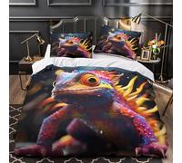 Colorful Lizard Set Di Copripiumino morbida microfibra 3 Pezzi stampa di 3D con federa Fantasia Set Di Copripiumino con federa per cuscini traspirante ultra morbido for adulti Super king（260x220cm）
