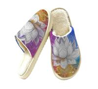 Colorful Lotus Donna Pantofole Astratto Fiore Memory Foam House Shoes, Multi, 41/42 EU