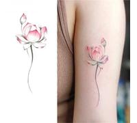 Colorful Lotus Lotus Aesthetic, Flowers Foot Bare Chest Tattoo Stickers, Waterproof Lasting Female Disposable Sticker, Fake Tattoos(C-2pcs)