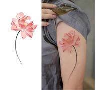 Colorful Lotus Lotus Aesthetic, Flowers Foot Bare Chest Tattoo Stickers, Waterproof Lasting Female Disposable Sticker, Fake Tattoos(A-2pcs)