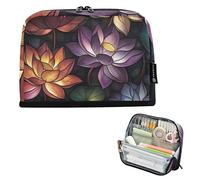 Colorful Lotus Storage Pencil Bag Big Pencil Case Zipper Matite Pouch Cute Pen Pouch Girls Stationary College High School Office Supplies