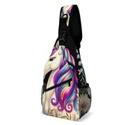 Colorful Magic Uni-Corn Black Donna Uomo Borsa A Tracolla Casual Zaino Monospalla Leggera Borsa A Spalla Per Lavoro Sportivo Treeking