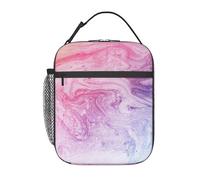 Colorful Marble Pastello Rosa Blu Viola Stampa Funzionalità Portatile Riutilizzabile Tote Isolato Lunch Bag Scuola Attività all'aperto
