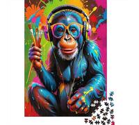 Colorful Monkey Artist 1000 Pezzi-Puzzle Puzzle Adulti Impegnativo E Difficile Per Straordinario Regalo Per Amore E Amico 52x38cm/1000pcs