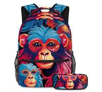 Colorful Monkey eleva il tuo gioco di ritorno a scuola con il nostro set di 2 zaini per bambini, perfetto per ragazzi ragazze adolescenti, Multicolore#07, B:29.4x20x40cm P:19x7.5x3.8cm, Zaini Daypack