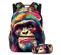 Colorful Monkey eleva il tuo gioco di ritorno a scuola con il nostro set di 2 zaini per bambini, perfetto per ragazzi ragazze adolescenti, Multicolore#03, B:29.4x20x40cm P:19x7.5x3.8cm, Zaini Daypack