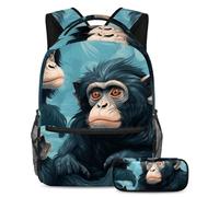 Colorful Monkey eleva il tuo gioco di ritorno a scuola con il nostro set di 2 zaini per bambini, perfetto per ragazzi ragazze adolescenti, Multicolore#05, B:29.4x20x40cm P:19x7.5x3.8cm, Zaini Daypack
