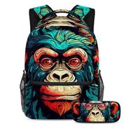 Colorful Monkey eleva il tuo gioco di ritorno a scuola con il nostro set di 2 zaini per bambini, perfetto per ragazzi ragazze adolescenti, Multicolore#02, B:29.4x20x40cm P:19x7.5x3.8cm, Zaini Daypack