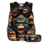 Colorful Monkey eleva il tuo gioco di ritorno a scuola con il nostro set di 2 zaini per bambini, perfetto per ragazzi ragazze adolescenti, Multicolore#04, B:29.4x20x40cm P:19x7.5x3.8cm, Zaini Daypack