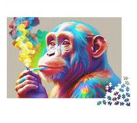 Colorful Monkey Smoking Colourful Psychedelic Smoking Monkey 1000 Pcs Jigsaws for Adults The Impossible Challenge Brain Development 70x50cm/1000pcs