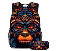 Colorful Monkey Stay Fashion and Ready with this Backpack and Pencil Case Duo, ideale per gli studenti, Multicolore#05, B:29.4x20x40cm P:19x7.5x3.8cm