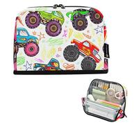 Colorful Monster Trucks Matite Pouch Zipper Pencil Case Big Storage Pencil Bag Classroom Pen Bag Ragazzi Personalizzato College Preppy Scuola Forniture per Ufficio