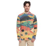 Colorful Mountain and Tree Sun Protection Felpe con cappuccio manica lunga Quick Dry Rash Guard camicie per uomo vela eruzione cutanea, Montagna colorata e albero, L