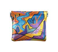 Colorful Mountain Peak Moda delle Donne di Piccola Cuoio Cambiamento Borsa Decorativa Mini Portafoglio Della Borsa per gli Uomini Donne Viaggio monedas para