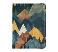Colorful Mountain Peak Tree Titolari di passaporto in pelle per il portafoglio da viaggio Combo passaporto portafoglio per le donne Leggero