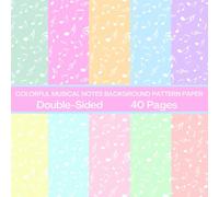 Colorful Musical Notes Background Scrapbook Paper 40 Pages 20 Sheets: Double Sided Pattern Paper for Scrapbooking, Card Making, Origami, DIY and More