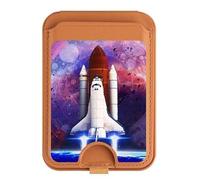 Colorful Nebula Space Shuttle Magnetic Card Wallet Holder Stand per iPhone 16 15 14 13 Pro Max, Multicolore