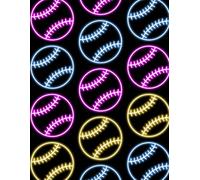 Colorful Neon Baseball Notebook - 8.5 x 11 College Ruled, 100 Lined Pages, Sports Journal for High School, Middle School, Athletes, and Coaches