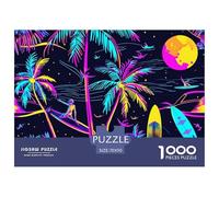 Colorful Neon Palm Trees Puzzle 1000 Pezzi, Surfboard Collezione D'Arte, Qualità Premium, Per Adulti E Bambini Da 12 Anni Puzzle, Colore 70x50cm/1000pcs