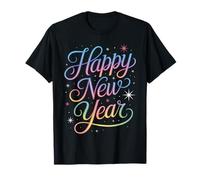 Colorful New Year Lettering Rainbow Festive Celebration Art Maglietta