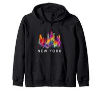 Colorful New York City with Splash Colors, New York City Felpa con Cappuccio