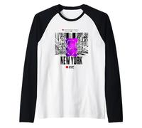 Colorful New YorkCity Jelly Bear Bite Me Artwork Graphic Maglia con Maniche Raglan