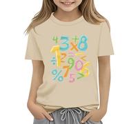 Colorful Number Day Math Kids T Shirt Number Day 2025 School Math Day Top Number Day T Shirts Math Lovers Girls Shirt Dress 98, cachi, 4-5 Jahre